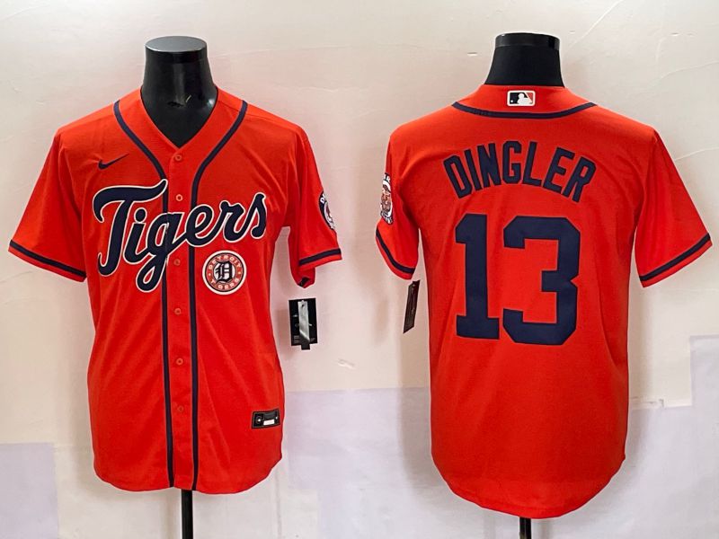 Men Detroit Tigers #13 Dingler Orange Game 2025 Nike MLB Jersey style 005